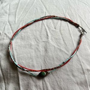 Multicolored Bead Necklace with Stone